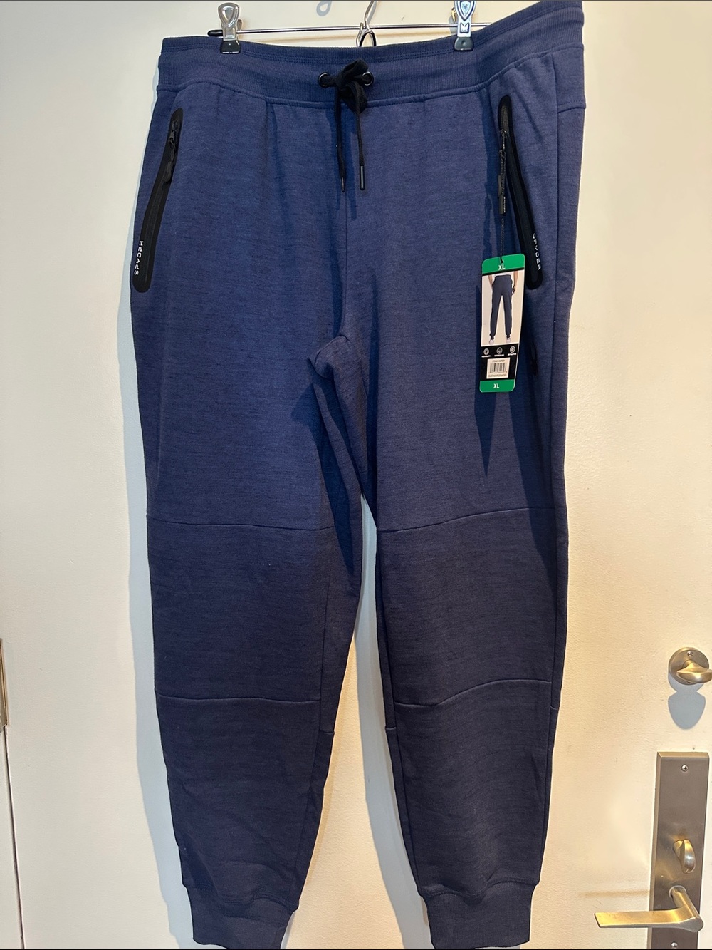 Men's Spyder Dark Blue Athletic Jogger Pants with Zipper Pockets